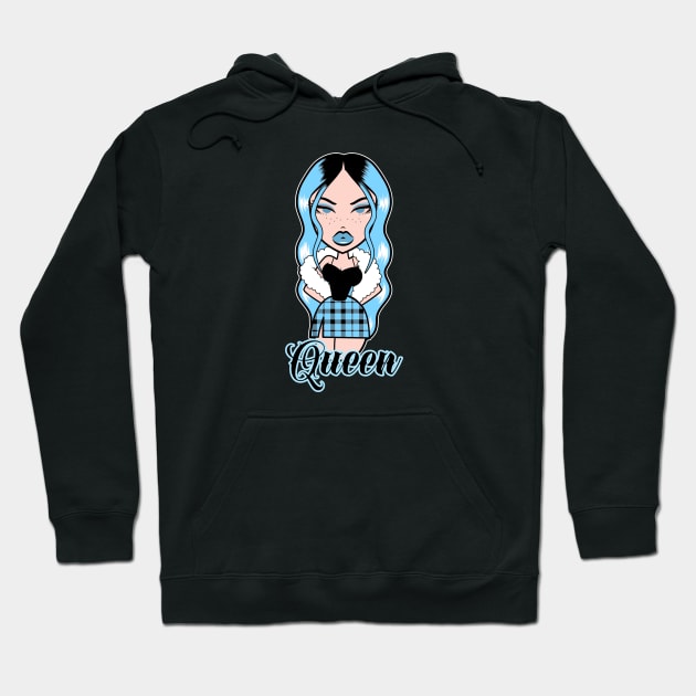 Queen Girl Doll Light Blue Hoodie by Just In Tee Shirts